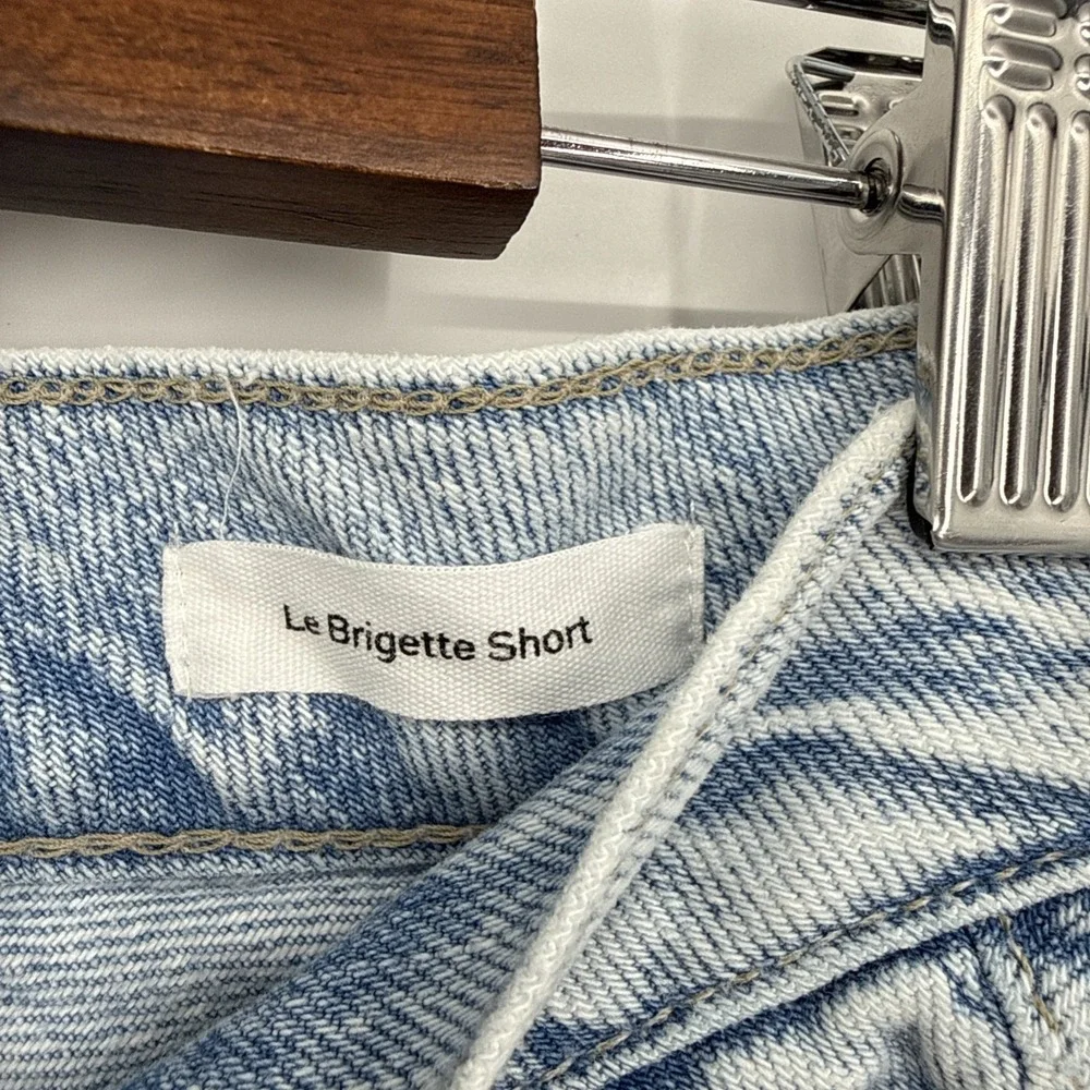 Frame Le Brigette High Rise Frayed Light Wash Distressed Denim Shorts Grunge 25